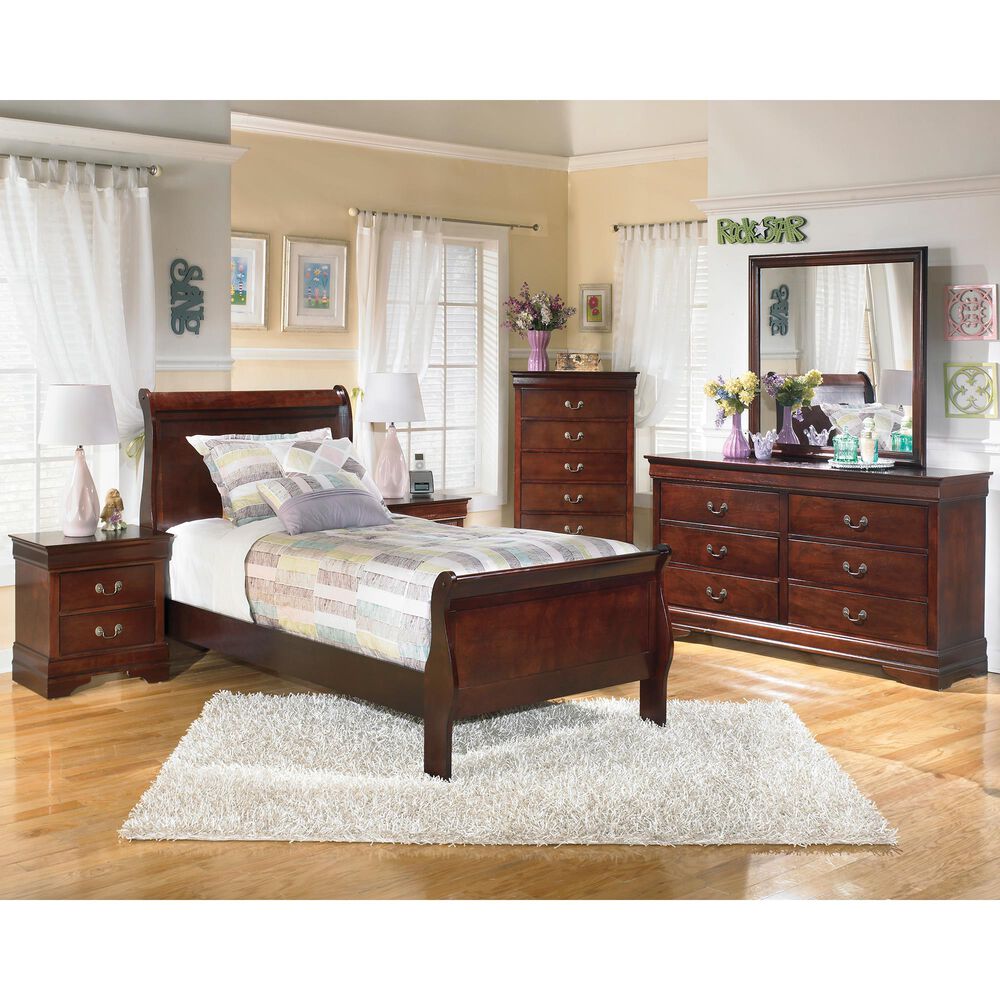 Ashley Alisdair Twin Sleigh Bed in Reddish Brown, , large