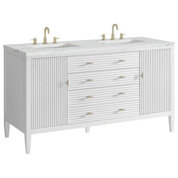 James Martin Vanities Myrrin 60" Double Vanity in Bright White with 3 cm Ethereal Noctis Quartz Top, , large