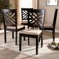 Baxton Studio Caron Side Chair with Sand Cushion in Espresso Brown (Set of 4), , large