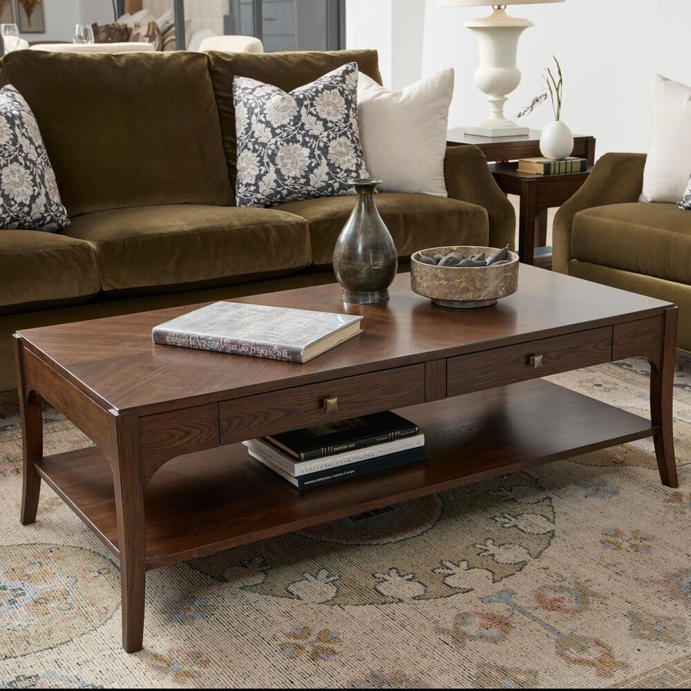 Flexsteel Sylvie 2-Drawer Rectangular Coffee Table in Chestnut, , large