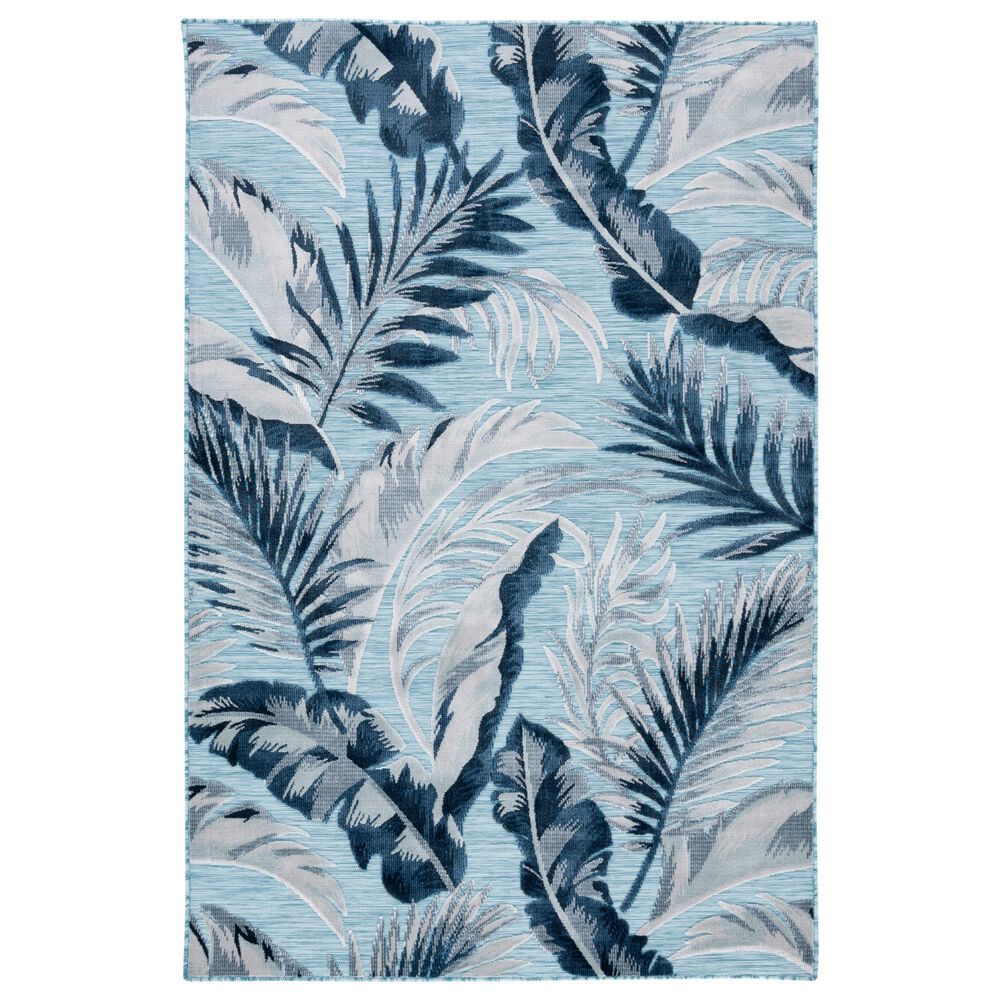 Safavieh Cabana CBN452J 8" x 10" Aqua and Navy Indoor/Outdoor Area Performance Rug, , large