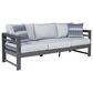 Ashley Amora Stationary Patio Sofa with Cushion in Light Gray, , large