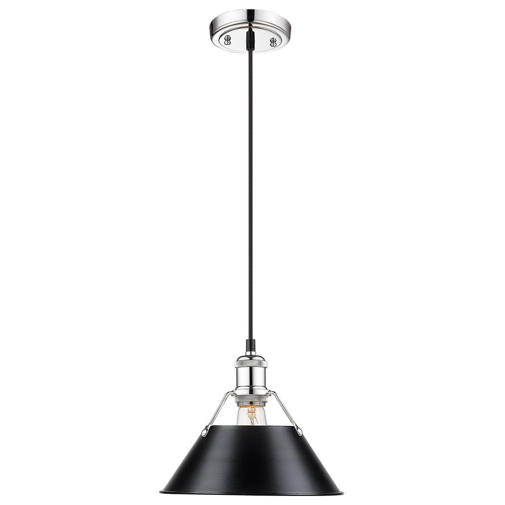 Golden Lighting Orwell 1-Light Medium Pendant with Matte Black Shade in Chrome, , large