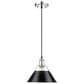 Golden Lighting Orwell 1-Light Medium Pendant with Matte Black Shade in Chrome, , large