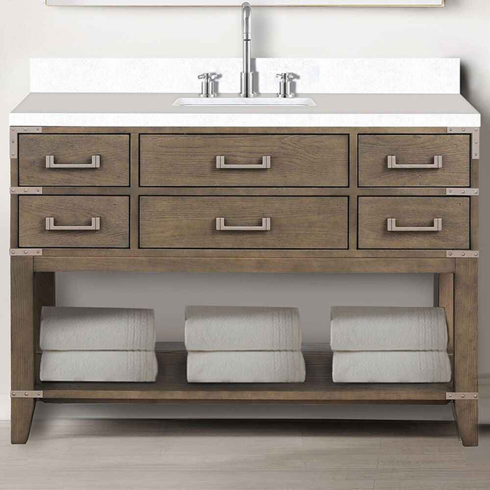 Lexora Home Norwalk 48&quot; Single Bathroom Vanity in Grey Oak with White Cultured Marble Top and Rectangular Sink, , large