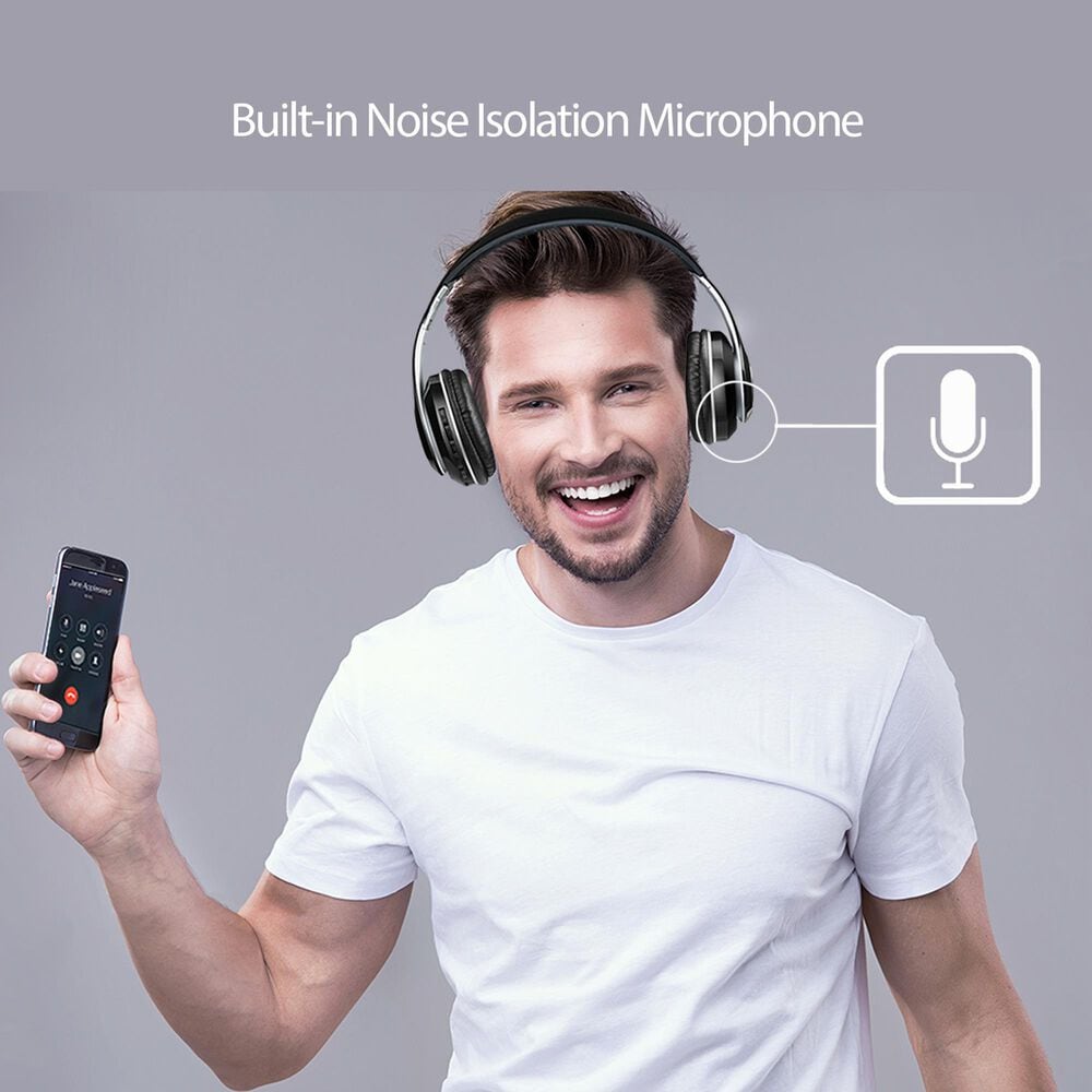 Adesso Stereo Bluetooth Headphone with Built-in Microphone in Black, , large