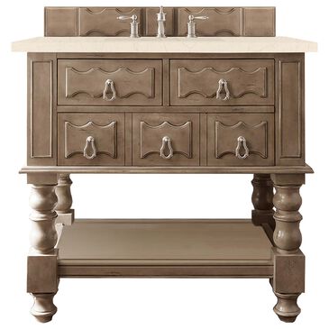 James Martin Castilian 36" Single Bathroom Vanity in Empire Gray with 3 cm Eternal Marfil Quartz Top and Rectangular Sink, , large