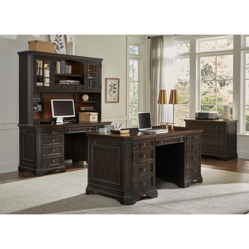 Riva Ridge Hampton 66&quot; Executive Desk in Black Cherry, , large