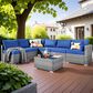 HOMLUX 7-Piece Patio Conversation Set with Grey Wicker in Navy Blue, , large