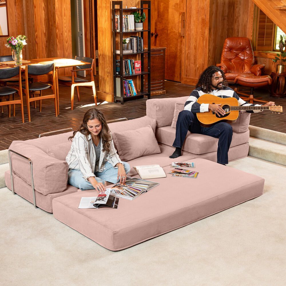 Jaxx Unsofa Stationary Sofa in Peony Pink, , large