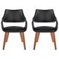 LumiSource Curvo High Back Upholstered Contemporary Chair with Black Faux Leather in Walnut Wood (Set of 2), , large