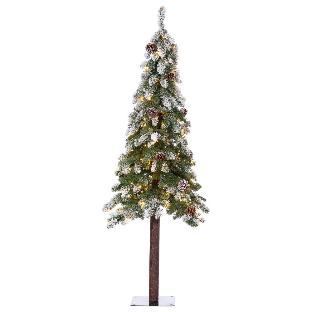 The Gerson Company 5" Frosted Alpine Tree with Pinecones in Green, , large