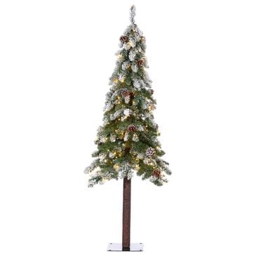The Gerson Company 5" Frosted Alpine Tree with Pinecones in Green, , large