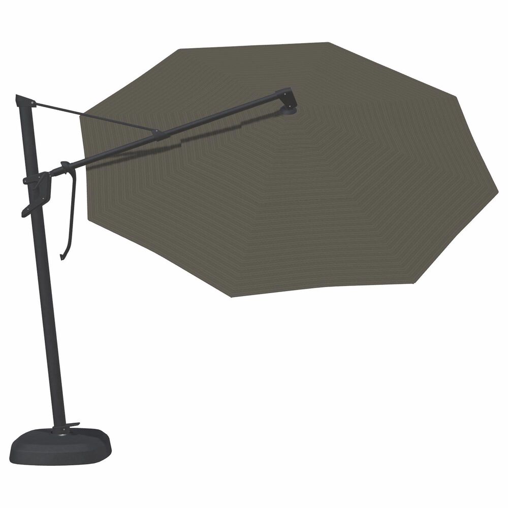 Garden Party Starlux AKZ Plus 11" Octagon Cantilever Umbrella with Black Base in Latitude Gray, , large
