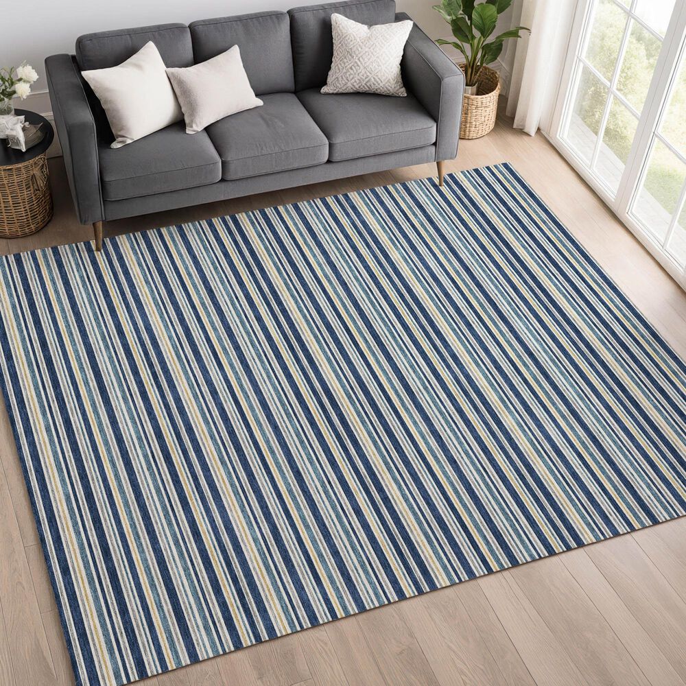 Dalyn Rug Company Soft Essentials Striped Navy 10' x 14' Indoor/Outdoor Area Rug, , large