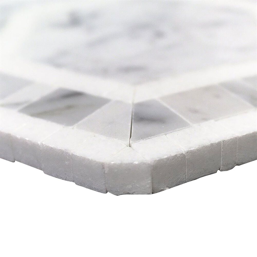 Soho Studio Metrology Thassos and Carrara 6&quot; x 6&quot; Hexagon on 11&quot; x 12&quot; Marble Mosaic Sheet, , large