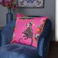 Flair Industries 24" Square Cheetah Print Decorative Double Sided Throw Pillow in Brown and Pink, , large