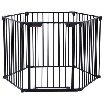 HOMLUX 6-Panel Adjustable Pet Gate in Black, , large