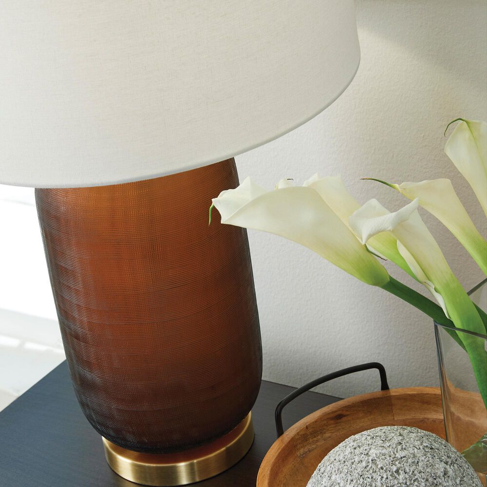 Ashley Farberman Glass Table Lamp in Amber and Gold, , large