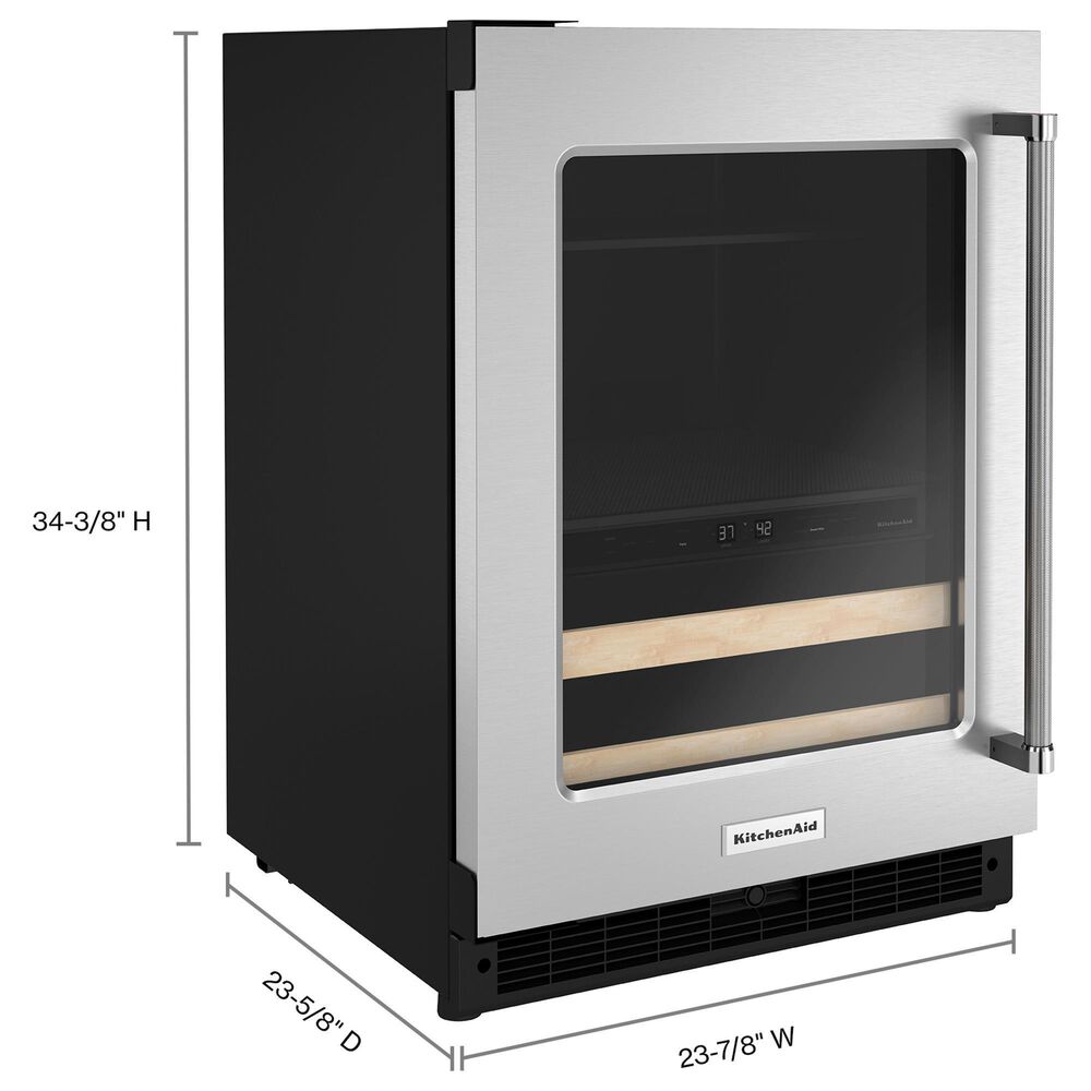 KitchenAid 24&quot; Beverage Center with Left Hinge, Wood-Front Racks in Black and Stainless Steel, , large