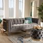 Baxton Studio Ambra Stationary Sofa in Grey Velvet, , large