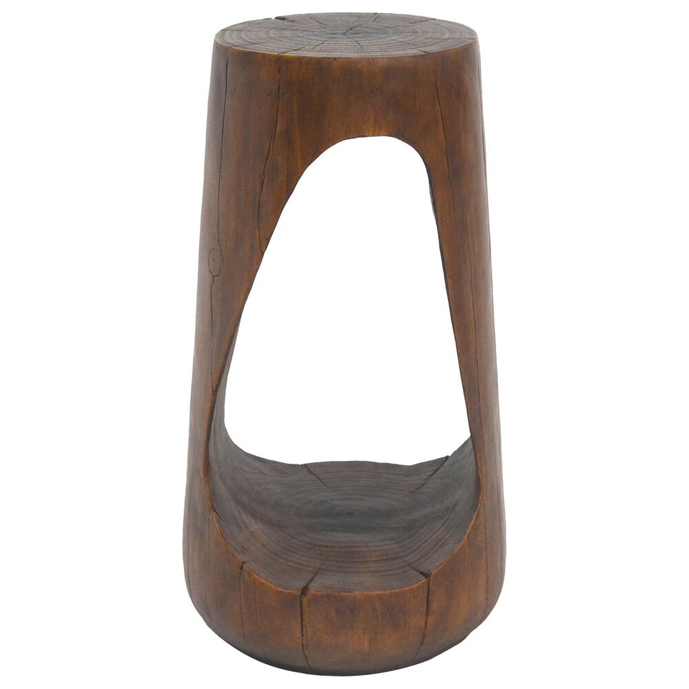 Hearth and Haven Outdoor End Table with Hollow Design in Antique Brown, , large