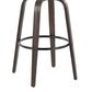 LumiSource Fabrico 30" Swivel Fixed-Height Bar Stool with Blue Noise Fabric Upholstery in Black and Glazed Walnut (Set of 2), , large