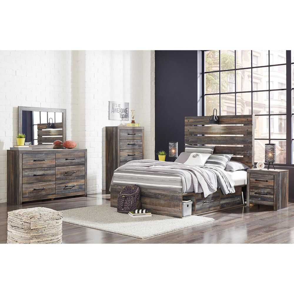 Ashley Drystan 4 Piece Full Storage Bed Set in Rustic Brown, , large