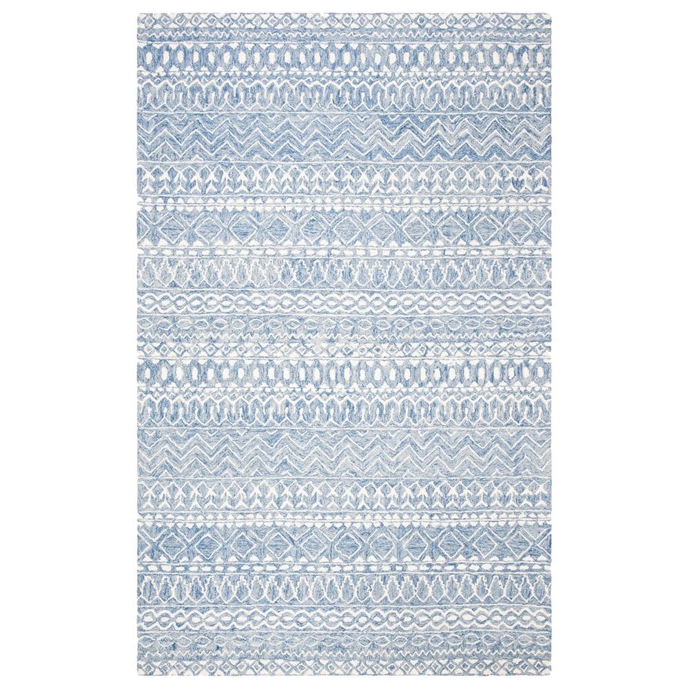 Safavieh Micro-Loop MLP502M 6" x 9" Blue and Ivory Area Rug, , large
