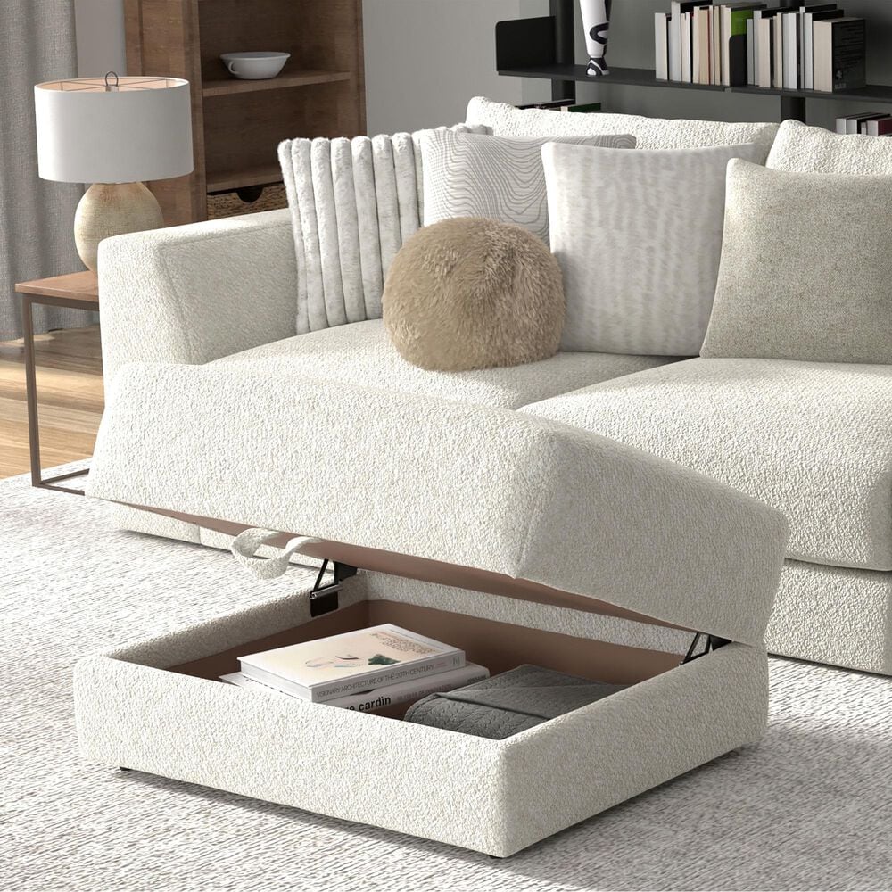 Hartsfield Jazzy Storage Ottoman in Bone, , large