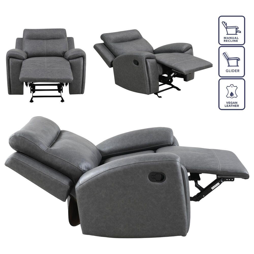 Steve Silver Gaston Manual Glider Recliner in Gray, , large