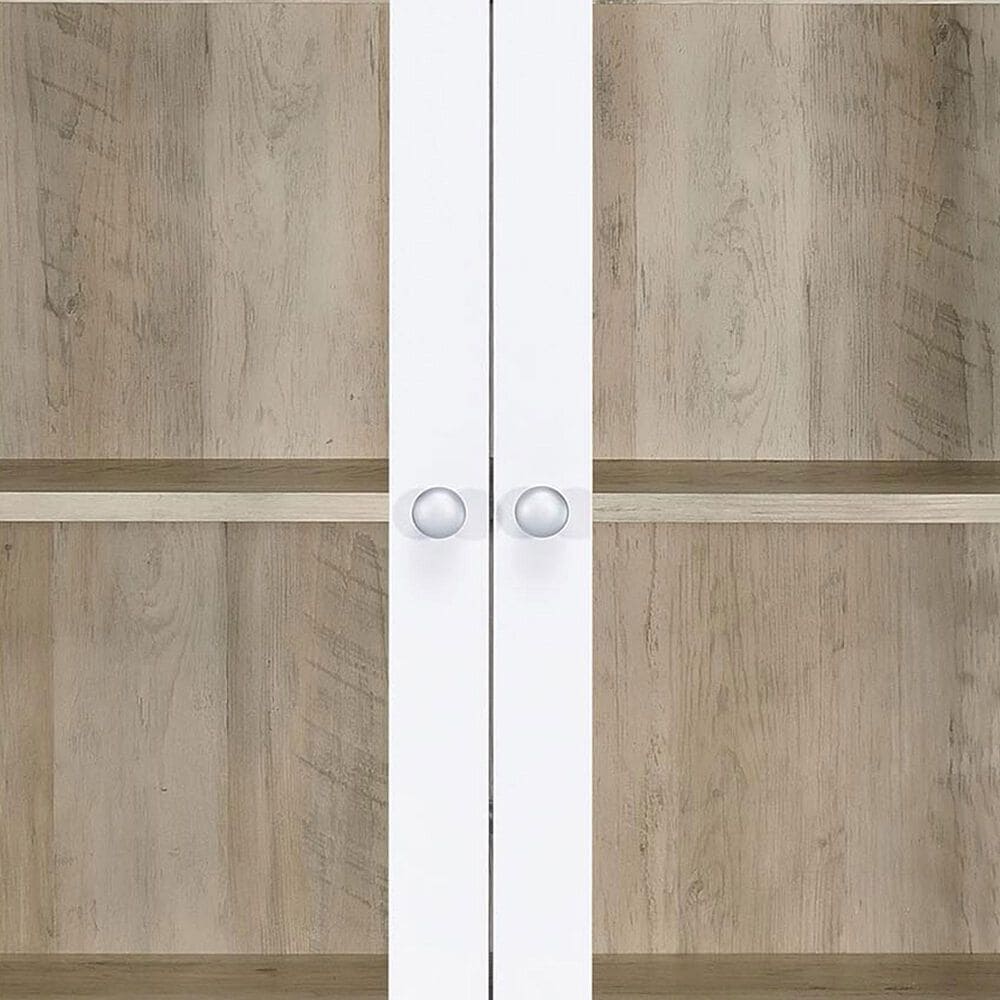 Coaster Hawthorne 4-Shelf Glass Door Tall Cabinet in White, , large
