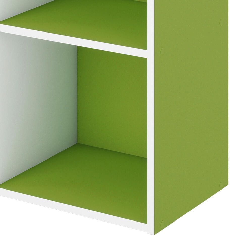 HOMLUX 3-Tier Bookcase with Decorative Open Shelves in White and Green, , large