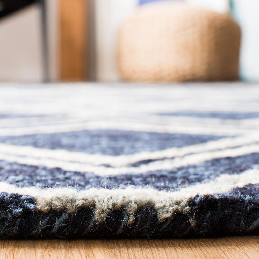 Safavieh Micro-Loop MLP154N 4&#39; x 6&#39; Navy and Ivory Area Rug, , large