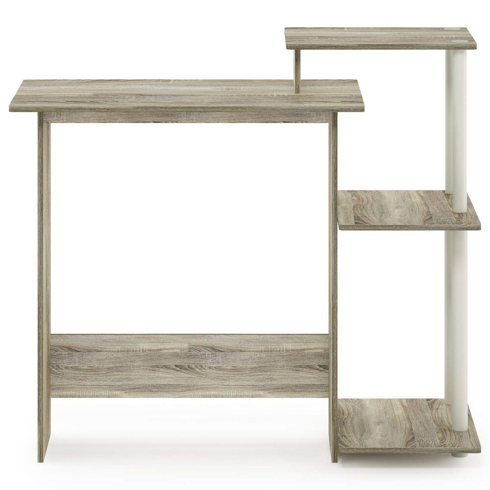 HOMLUX 40" Computer Desk with Open Side Shelves in Sonoma Oak and White, , large