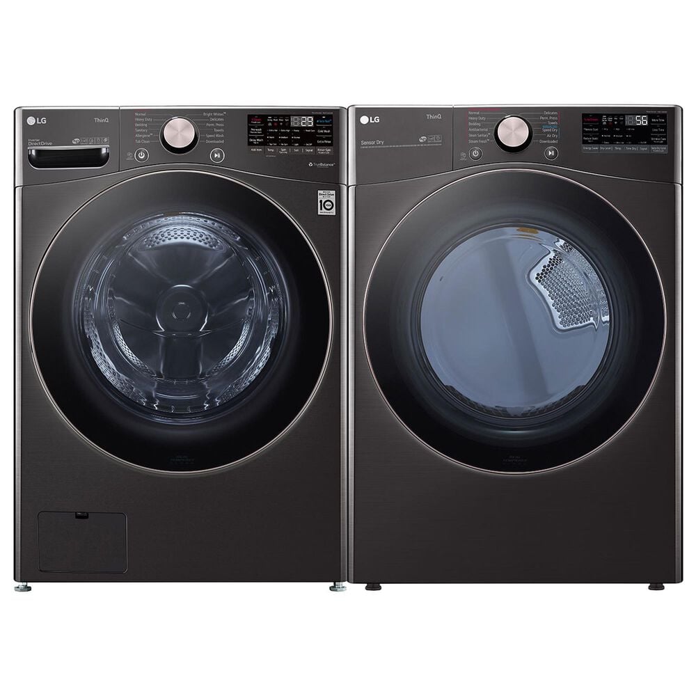 LG 4.5 Cu. Ft. Front Load Washer and 7.4 Cu. Ft. Electric Dryer with TurboWash 360 Laundry Pair in Black Steel, , large