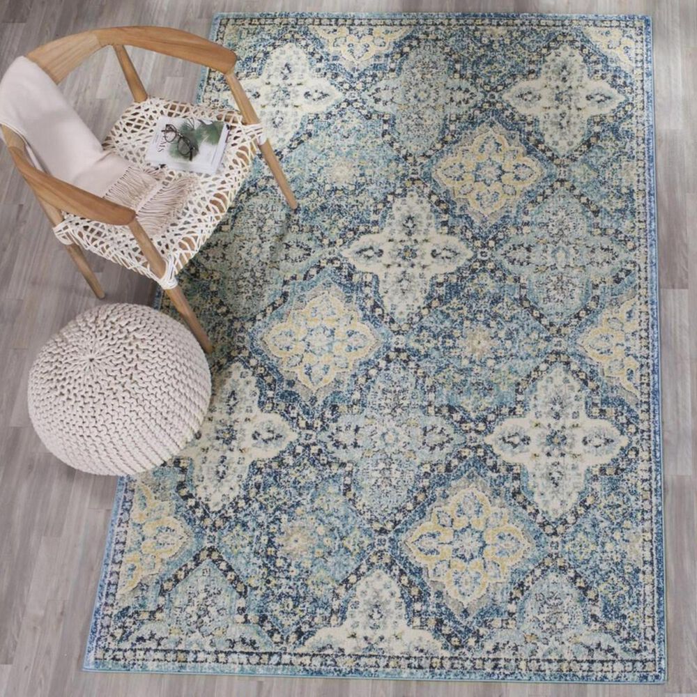 Safavieh Evoke EVK274C 2&#39;2&quot; x 5&#39; Light Blue and Ivory Scatter Rug, , large