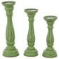 Maple and Jade Turned Pillar Decorative Candle Holder in Distressed Green and Brown (Set of 3), , large