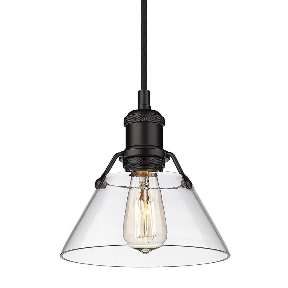 Golden Lighting Orwell 7&quot; Small Pendant with Clear Shade Glass in Matte Black, , large