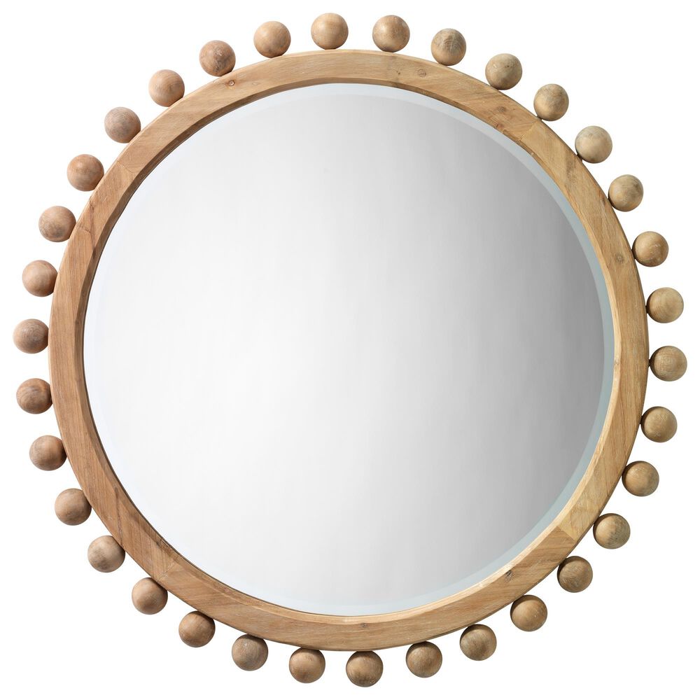 Splendor Living 37" Vernon Round Wall Mirror in Natural, , large
