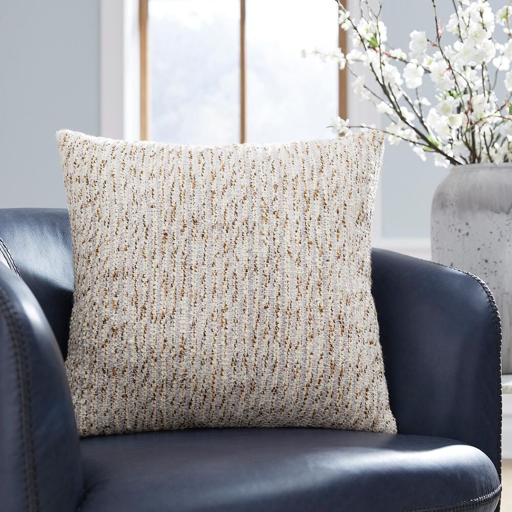 Ashley Abler 20&quot; Square Throw Pillow in Ivory, Gray, Gold and Tan, , large