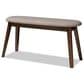 Baxton Studio Easton Bench with Light Grey Cushion in Walnut Brown, , large