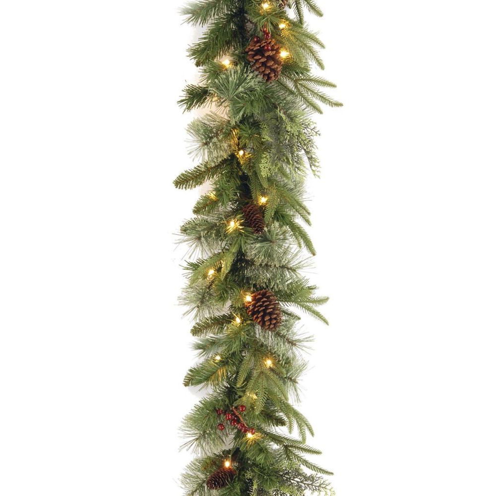 National Tree 9" Colonial Garland with White Lights, , large