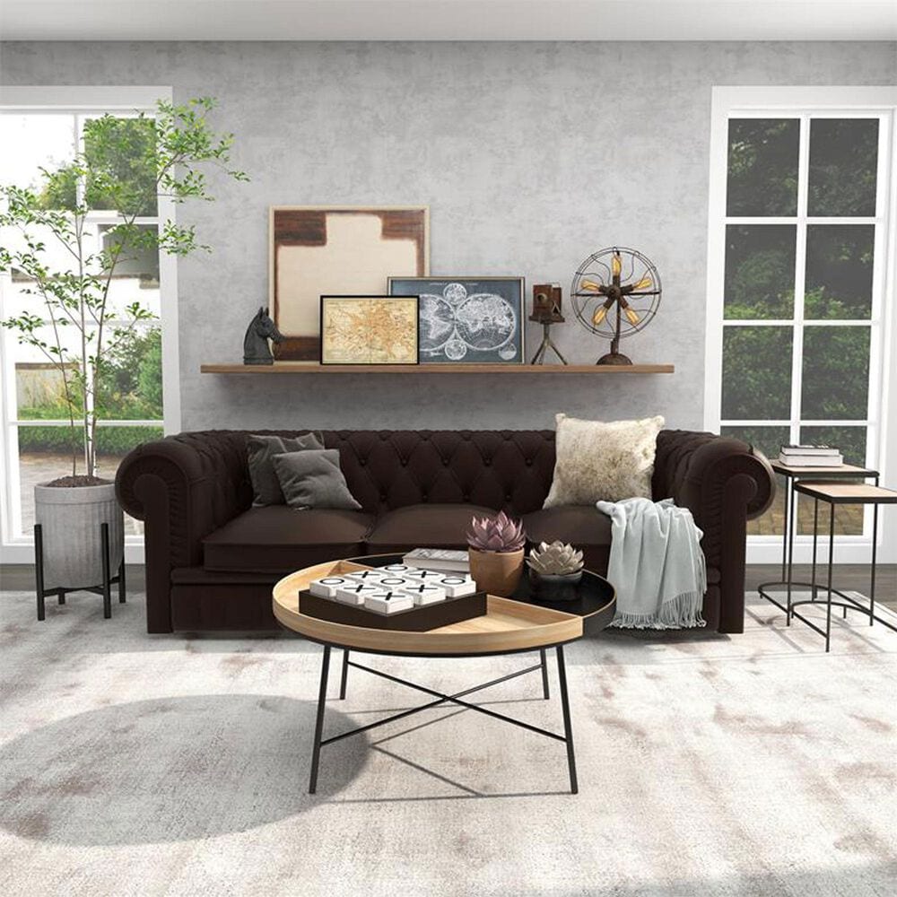Maple and Jade Split Tray Coffee Table in Matte Black and Light Brown, , large