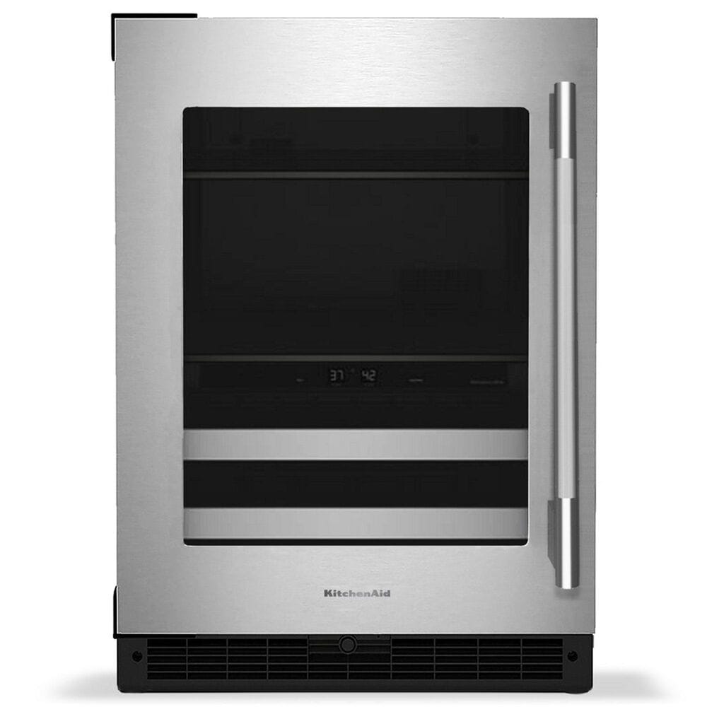 KitchenAid 4.8 Cu. Ft. Left Hinge Beverage Center with Metal Front Racks in Black and Stainless Steel, , large