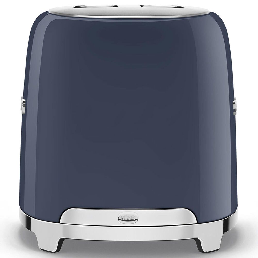 SMEG Retro-Style 2-Slice Toaster in Glossy Navy Blue and Polished Chrome, , large