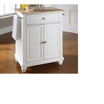 Crosley Furniture Cambridge Natural Wood Top in White, , large