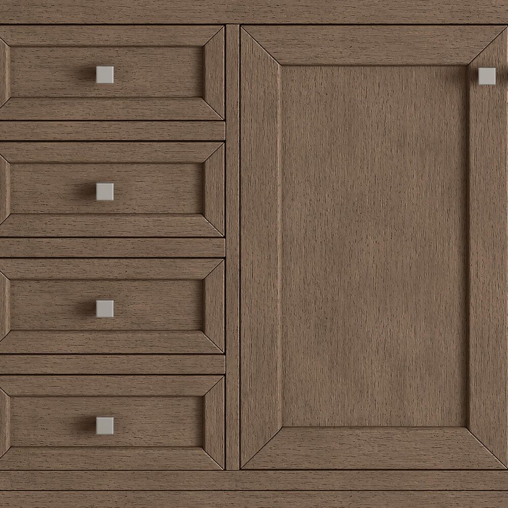James Martin Vanities Chicago 60&quot; Single Bathroom Vanity in Whitewashed Walnut with 3 cm Lime Delight Quartz Top and Rectangular Sink, , large