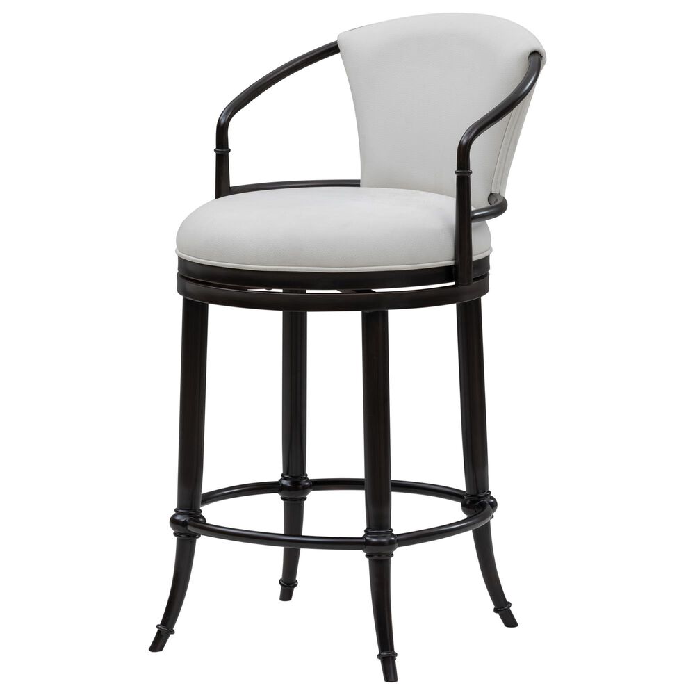 Armen Living Otis Counter Height Stool with Ivory Upholstery in Dark Brown, , large
