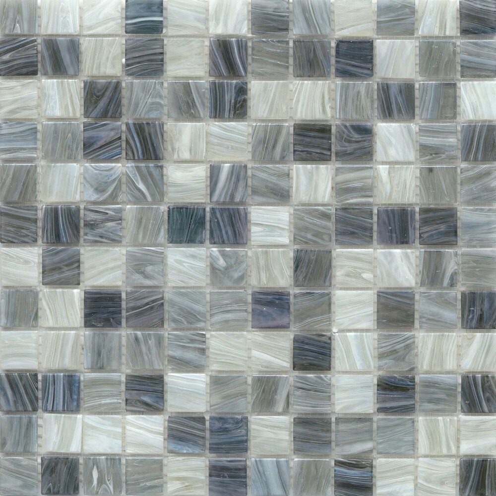 Emser Swirl Fog 1" x 1" Square on 12" x 12" Glass Mosaic Sheet, , large